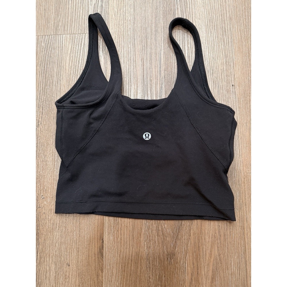 Lululemon Align tank top black V neck cropped shelf bra size 2